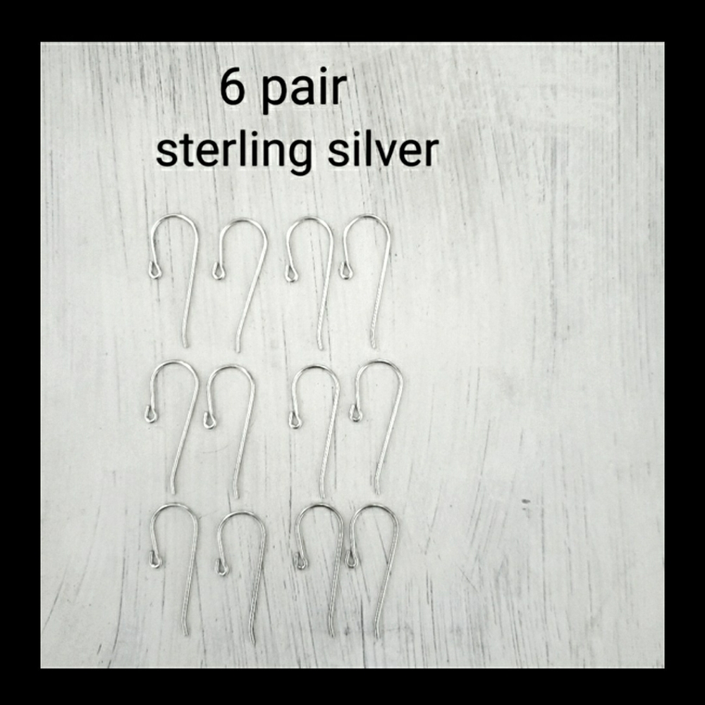 12  Solid Sterling Silver Ear Wires